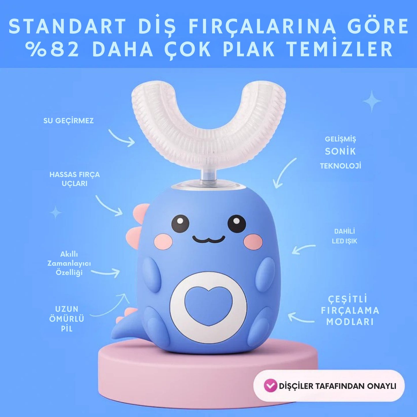 Teddzy™ U-Şekilli 360º Ultrasonik Diş Fırçası